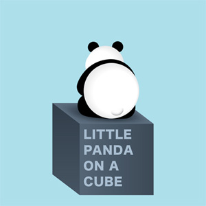 little panda on a cube illustration